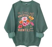 Sudadera The Lord Is Greater Than The Giants You Face, The Lord Is Greater Than The Giants You Face, verde, S