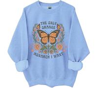 Sudadera The Only Orange Monarch I Want, We Only Need One Monarch, camisas de mariposa naranja para mujeres y hombres, azul celeste, M