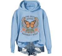 Sudadera The Only Orange Monarch I Want, We Only Need One Monarch, camisas de mariposa naranja para mujeres y hombres, Azul cielo-1, M