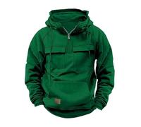 Sudadera tipo cargo con media cremallera para hombre, estilo militar, retro, manga larga, sudadera con capucha para exteriores, resistente al viento, sudadera deportiva de color sólido, sudaderas con