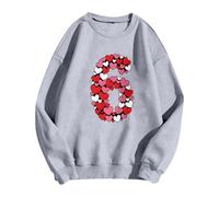 Sudadera unisex a juego con gráfico de amor para parejas, casual, manga larga, cuello redondo, cómoda, túnica de manga larga, sudaderas casuales, gris, L