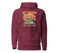 Sudadera unisex con capucha My Broom Broke So Now I Drive A School Bus divertida y aterradora para adultos, rojo (Maroon), XXL