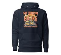 Sudadera unisex con capucha My Broom Broke So Now I Drive A School Bus divertida y aterradora para adultos, Navy Blazer, L