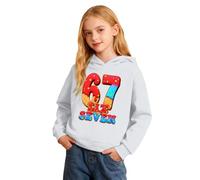 Sudadera unisex con capucha para niños 6 7 memes sudadera de manga larga casual sudadera ligera de manga larga tops hip hop sudadera deportiva suelta para niñas niños ropa de calle, 02-blanco, 2-3