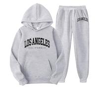 Sudadera unisex con capucha para otoño e invierno con nombre de la ciudad de la madre estampada, dos piezas, Gris#20, S