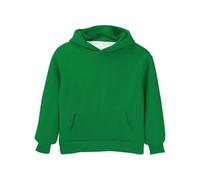 Sudadera unisex con capucha y forro polar para niños y niñas, de manga larga, con bolsillos, color liso, suéter de gran tamaño, para otoño, verde, 15-16 años