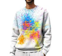 Sudadera unisex con estampado 3D para hombre, diseño de arcoíris, con estampado de teñido anudado, sudadera hipster, cuello redondo, casual, suéter de moda para la calle, azul claro, L