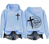 Sudadera unisex con texto en inglés "I Can Do All Things Through Christ Who Strengthens Me", Azul cielo-h, XL