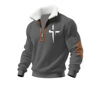 Sudadera Unisex sin Capucha, con Cuello de Forro Polar y Cremallera Parcial. Estampada. Manga Larga. Redondo. Ideal para un Look Casual Invierno, Fiestas Estilo/g