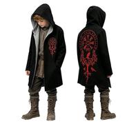 Sudadera vikinga negra azul para hombre y niño, mitología nórdica, ropa vikinga, gótica, medieval, vintage, sudadera con capucha, ropa de calle, gimnasio, manga larga, suéter de trabajo, sudadera con