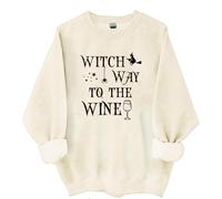 Sudadera Witch Way To The Wine, camiseta Witch Way To The Wine con estampado gráfico de Halloween, sudadera con capucha para mujer y hombre, Khika, S