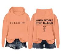 Sudadera y sudaderas con capucha Freedom para mujeres y hombres When People Stop Talking That's When Violence Happens, Hami Orange-1, XL