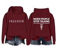 Sudadera y sudaderas con capucha Freedom para mujeres y hombres When People Stop Talking That's When Violence Happens, Claret-1, XL