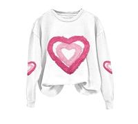Sudaderas acogedoras de San Valentín para mujer, primavera, otoño, ocio, moda, con estampado de amor, para regalos de la vida diaria, blanco, L