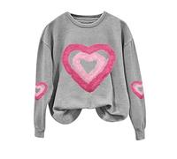 Sudaderas acogedoras de San Valentín para mujer, primavera, otoño, ocio, moda, con estampado de amor, para regalos de la vida diaria, gris, XL