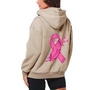 Sudaderas atléticas de manga larga para mujer, diseño gráfico Y2K con cremallera, sudadera con capucha 2025 para concienciación sobre el cáncer de mama, casual, forro polar, con cordón, ropa moderna