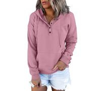 Sudaderas básicas con capucha para mujer, con bolsillo, manga sin botones, cuello en V, sudadera con capucha de gran tamaño para mujer, oro rosa, L