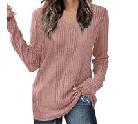 Sudaderas básicas para mujer, camisetas casuales de otoño, suéteres ligeros, ropa de moda 2024 para mujer, oro rosa, L