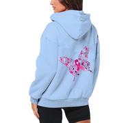 Sudaderas cálidas con capucha para mujer, con cordón, deportivas, para invierno, sherpa, manga larga, concienciación sobre el cáncer de mama, forro polar, casual, con cremallera, suéter suave para