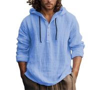 Sudaderas casuales con capucha para hombre, de lino Y2K, suéteres de manga larga a la moda con diseños divertidos Workou Vintage Ladies Cute 2025 Comfort Preppy Men's Fall Anime Soft, azul, XL