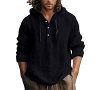 Sudaderas casuales con capucha para hombre, de lino Y2K, suéteres de manga larga a la moda con diseños divertidos Workou Vintage Ladies Cute 2025 Comfort Preppy Men's Fall Anime Soft, Negro, XL