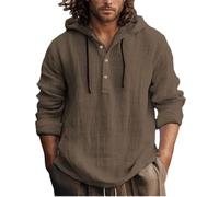 Sudaderas casuales con capucha para hombre, de lino Y2K, suéteres de manga larga a la moda con diseños divertidos Workou Vintage Ladies Cute 2025 Comfort Preppy Men's Fall Anime Soft, café, XL