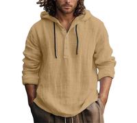Sudaderas casuales con capucha para hombre, de lino Y2K, suéteres de manga larga a la moda con diseños divertidos Workou Vintage Ladies Cute 2025 Comfort Preppy Men's Fall Anime Soft, caqui, M