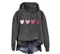 Sudaderas cómodas con capucha para mujer, suaves, cálidas, para invierno, con estampado de corazones, para el día de San Valentín, sudadera de manga larga, trajes de entrenamiento, otoño 2025, suéter