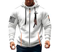 Sudaderas con capucha con cremallera para hombre, con capucha religiosa, cristiana, con cremallera completa, chaquetas tácticas, múltiples bolsillos, abrigos de manga larga, blanco, XXL