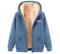 Sudaderas con capucha con cremallera para mujer, con estampado ECG, chaqueta cálida con forro de sherpa, chaqueta térmica de invierno, cremallera completa, abrigos gruesos casuales con bolsillos, #03