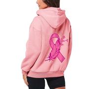 Sudaderas con capucha con forro polar para mujer, térmicas, informales, gruesas, con capucha, trajes de moda, atléticos, con cordón, concienciación sobre el cáncer de mama, cremallera, manga larga