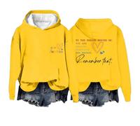 Sudaderas con capucha con mensaje gráfico gráfico de manga larga sudadera estética con bolsillos suéter a rayas, amarillo, S