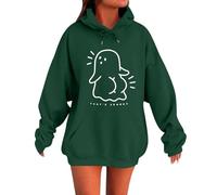 Sudaderas con capucha de algodón de gran tamaño para mujer, sudaderas de invierno 2025, camisetas de moda para Halloween, Verde tirando a negro, XXL