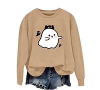 Sudaderas con capucha de algodón de gran tamaño para mujer, sudaderas de invierno 2025, camisetas de moda, sudaderas de Halloween, caqui, M