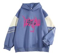 Sudaderas con Capucha de Bloques de Color a la Moda para Hombres y Mujeres Primavera Sudaderas Casuales para Parejas Ropa Y2K Suéter Hip Hop,Azul,M