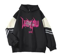 Sudaderas con Capucha de Bloques de Color a la Moda para Hombres y Mujeres Primavera Sudaderas Casuales para Parejas Ropa Y2K Suéter Hip Hop,Negro,M