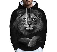 Sudaderas con Capucha de Estampado de Tigre y león para Hombre de Manga Larga Estilo Casual Sudadera Tipo pulóver Ropa Urbana Chaqueta pulóver de Hip Hop