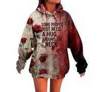 Sudaderas con capucha de gran tamaño para mujer, de algodón, con manchas de sangre, para invierno, Halloween, sudadera de moda 2025, sudadera larga con cremallera, Rojo ladrillo, S