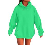Sudaderas con capucha de gran tamaño para mujer, suéter casual de gran tamaño con bolsillo canguro y cordón, Pasto Verde, 5XL