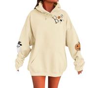 Sudaderas con capucha de Halloween para mujer, clásicas, de gran tamaño, con estampado de fantasma, a la moda, para exteriores, calabaza, de manga larga, para senderismo, adolescentes, ropa deportiva