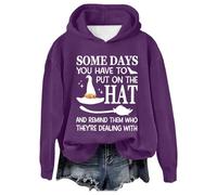 Sudaderas con capucha de Halloween para mujer, con texto en inglés "Some Days You Have To Put On The Hat", sudaderas con capucha para otoño, disfraces de 2025, sudadera para adultos, Morado (, S