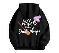 Sudaderas con capucha de Halloween para mujer con texto en inglés "You Sasy Witch Like It's A Bad Thing", con bolsillos impresos, sudaderas con capucha para mujer, trajes para adultos, Negro, 3XL