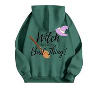 Sudaderas con capucha de Halloween para mujer con texto en inglés "You Sasy Witch Like It's A Bad Thing", con bolsillos impresos, sudaderas con capucha para mujer, trajes para adultos, verde, XXL