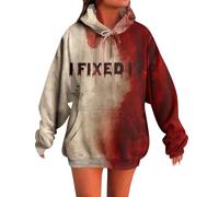 Sudaderas con capucha de Halloween para mujer, de gran tamaño, con estampado de letras de manchas de sangre, para mujer, patrón de sangre, sudaderas de manga larga con capucha, rosso, 6XL