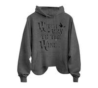 Sudaderas con capucha de Halloween para mujer, diseño de bruja con cordón y bolsillo con cordón, sudadera con capucha para adultos, trajes de 2025, gris oscuro, L