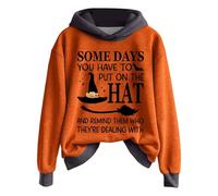 Sudaderas con capucha de Halloween para mujer, divertidas sudaderas de bruja con texto en inglés "Some Days You Have To Put On The Hat And Remind Them Who Are Dealing With Letter", Xa-gris, XL