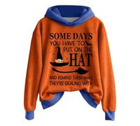 Sudaderas con capucha de Halloween para mujer, divertidas sudaderas de bruja con texto en inglés "Some Days You Have To Put On The Hat And Remind Them Who Are Dealing With Letter", Xa-azul, XXL