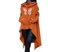 Sudaderas con capucha de Halloween para mujer, holgadas, de gran tamaño, calavera, casual, otoño, bruja, cuello con capucha, suéter para invierno, ropa de calle femenina, naranja, 3XL