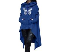 Sudaderas con capucha de Halloween para mujer, holgadas, de gran tamaño, calavera, casual, otoño, bruja, cuello con capucha, suéter para invierno, ropa de calle femenina, azul, L