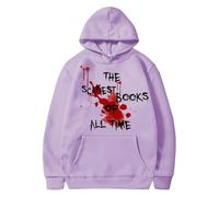 Sudaderas con capucha de Halloween para mujer, los libros más seariest de todos los tiempos, con bolsillos impresos, sudaderas con capucha para mujer, sudaderas con capucha para adultos 2025, Morado